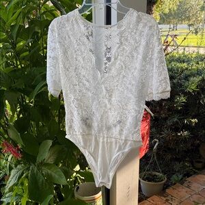 Floral Lace Bodysuit in White